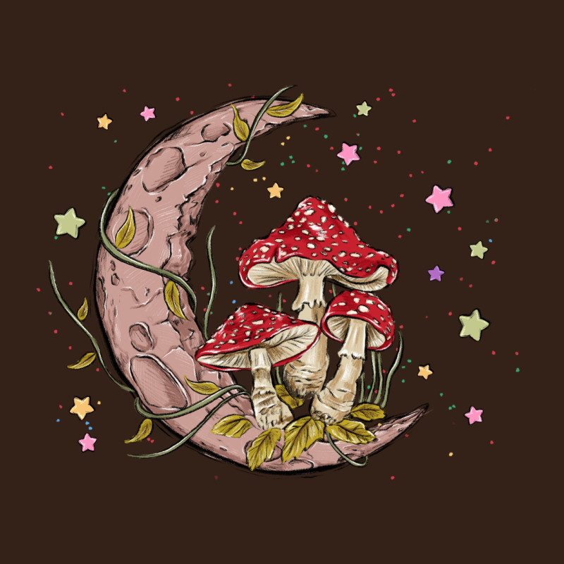 Moon And Mushrooms Heavy Core Tee by MaliasSmallBusiness | Teevron