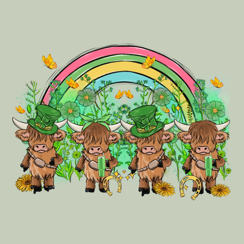 St Patrick's Day Baby Highland Cow Ladies Tee by MaliasSmallBusiness | Teevron