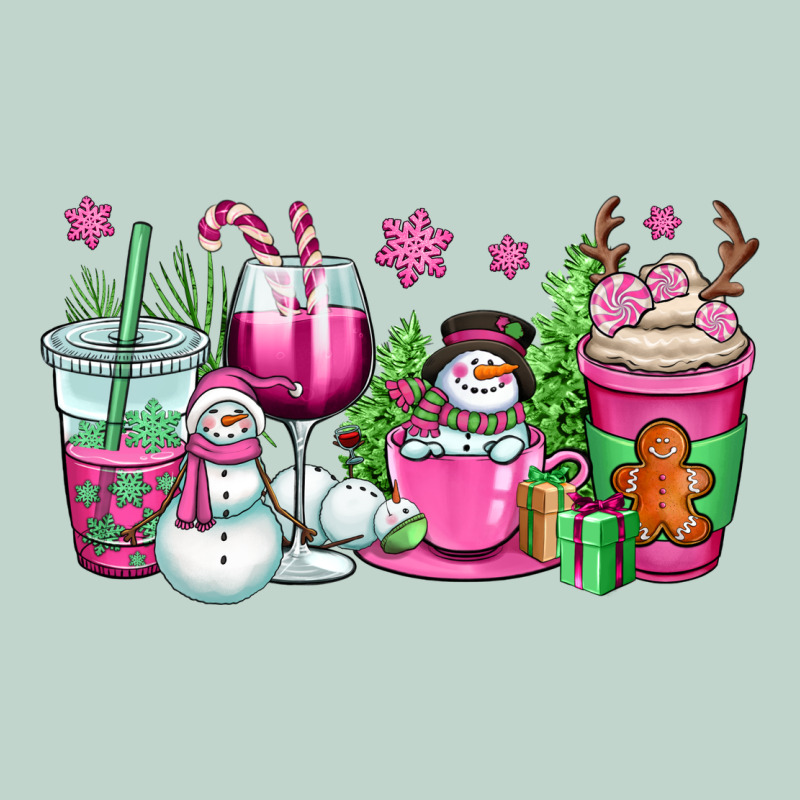 Pink Christmas Snowman Coffee Cups Zipper Hoodie by OliviaCreatesArt | Teevron
