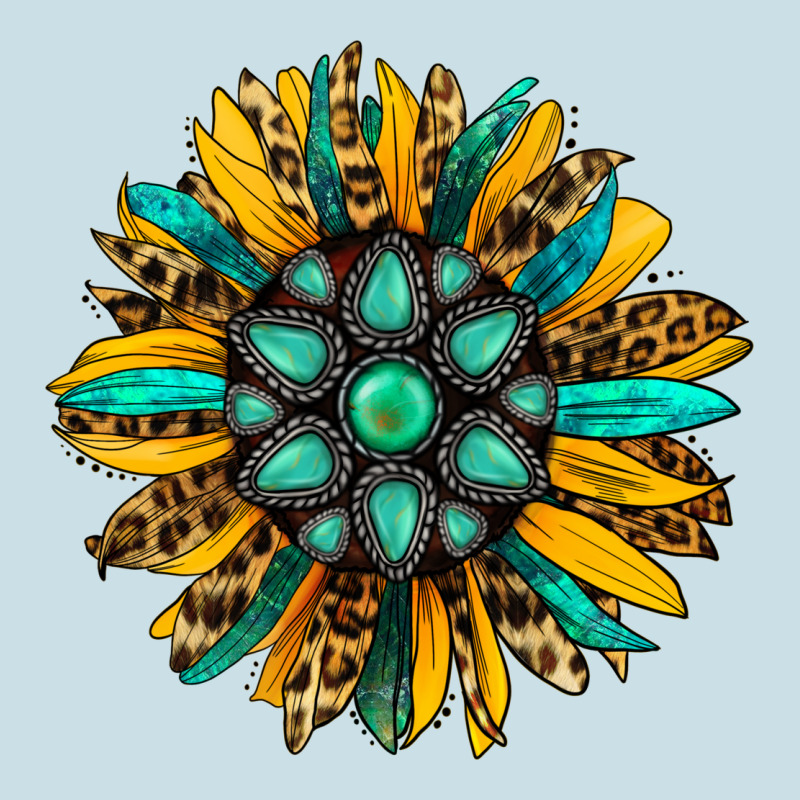 Turquoise Leopard Sunflower Ladies Tee by Jasminsmagicworld | Teevron