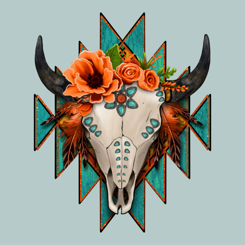 Aztec Turquoise Bull Skull Heavy Core Tee by Jasminsmagicworld | Teevron