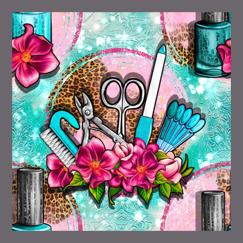 Nail Tools And Polish With Flowers And Tooled Leather Seamless Pattern Premium Sweatshirt by BundleAndBundleShop | Teevron