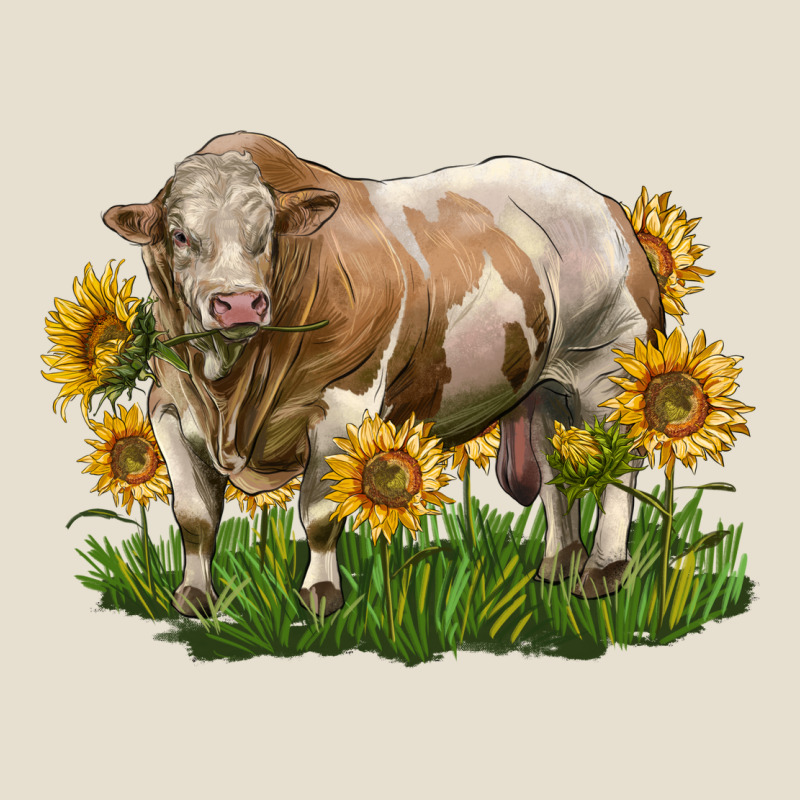 Simmental Bull With Sunflowers Urban Heavy Tee by LillyAllenDesigns | Teevron