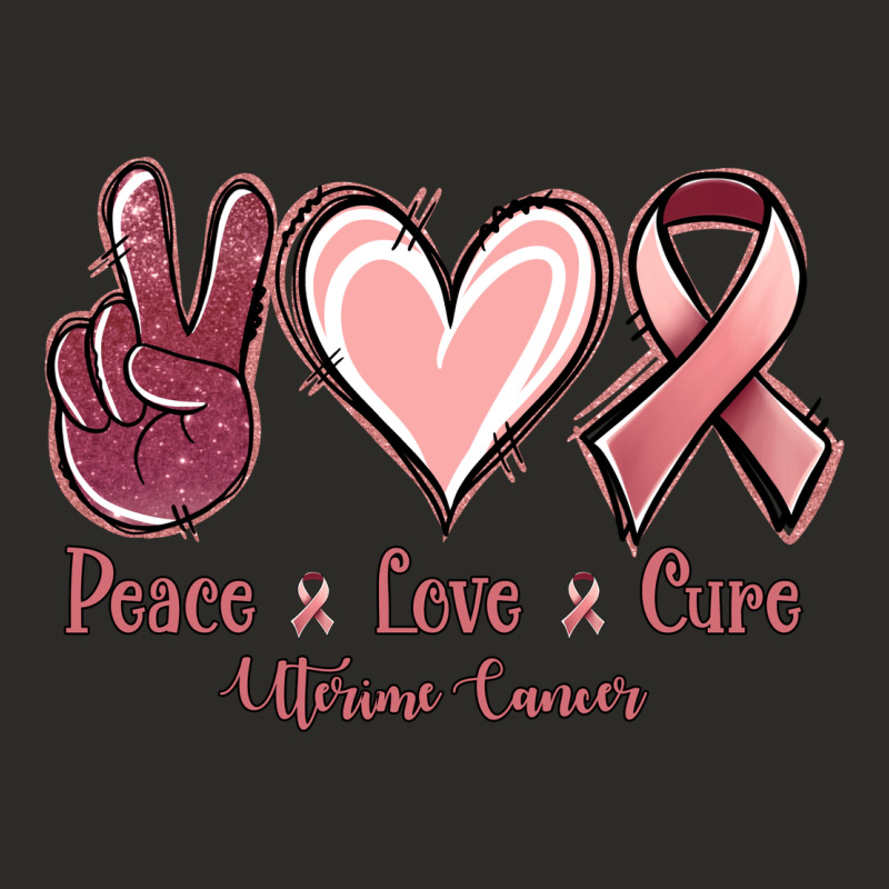 Peace Love Cure Uterine Cancer Heavy Core Tee by Jasminsmagicworld | Teevron