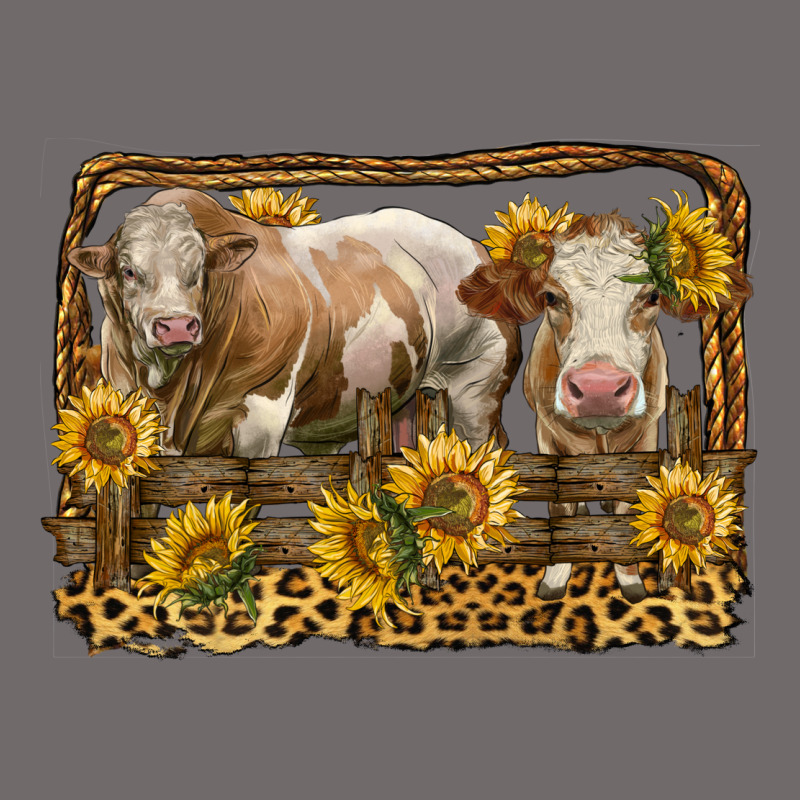 Simmental Bull And Heifer With Sunflowers Urban Heavy Tee by LillyAllenDesigns | Teevron