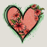 Pink Glitter Floral Heart Heavy Core Tee | Teevron