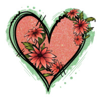 Pink Glitter Floral Heart | Teevron