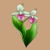 Pink And White Lady's Slipper Flower Vintage Tee | Teevron