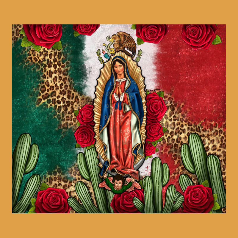 Our Lady Of Guadalupe Mexican Flag Roses Cactus Premium Hoodie by FaDigitalArtStudio | Teevron