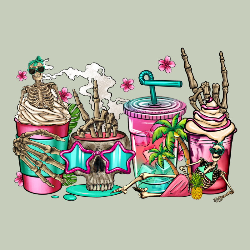 Skeleton Summer Coffee Cups Long Sleeve Tee by Jasminsmagicworld | Teevron