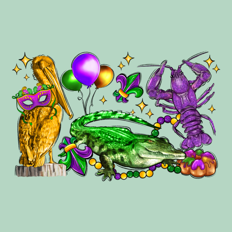 Mardi Gras Pelican Alligator And Crawfish Classic Tee by LillyAllenDesigns | Teevron