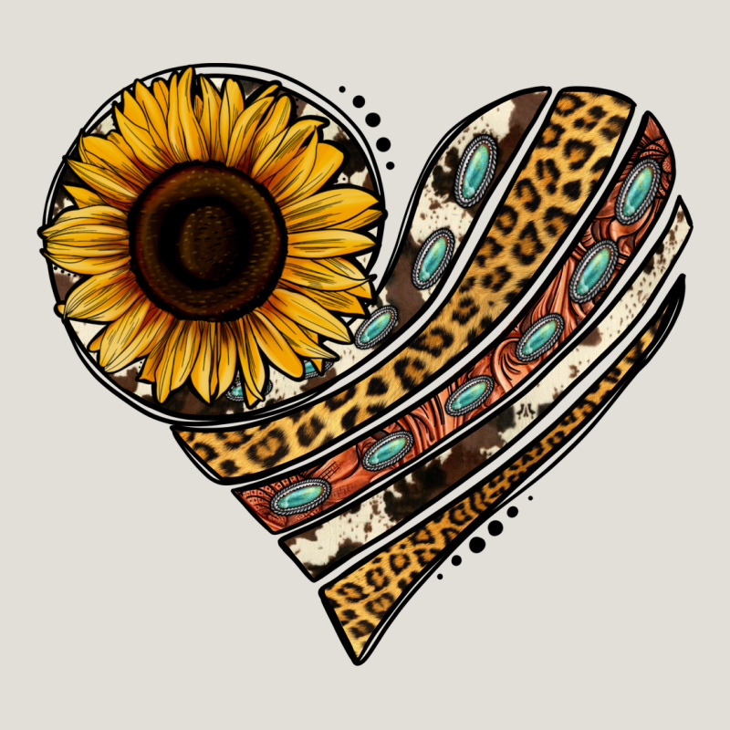 Western Sunflower Leopard Cowhide Heart Heavy Core Tee by Jasminsmagicworld | Teevron