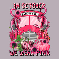In October We Wear Pink Halloween School Bus Vintage Tee | Teevron
