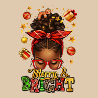 Merry And Bright Christmas Afro Messy Bun Heavyweight Sweatshirt | Teevron