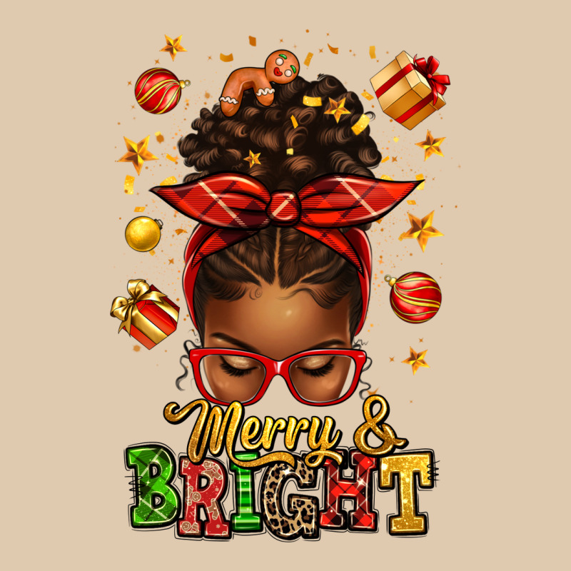 Merry And Bright Christmas Afro Messy Bun Heavyweight Sweatshirt by texasbilliewilder | Teevron
