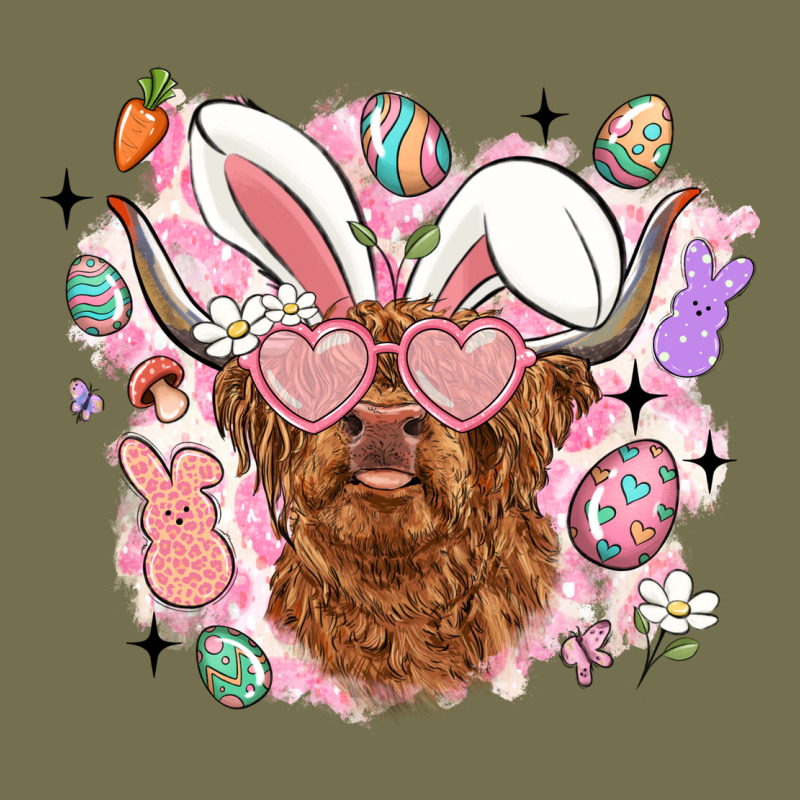 Highland Heifer Easter Vintage Hoodie by LillyAllenDesigns | Teevron