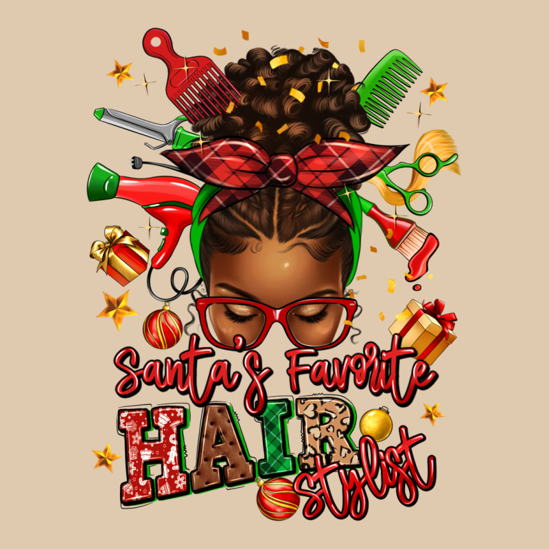 Santas Favorite Hair Stylist Afro Messy Bun Heavyweight Sweatshirt by texasbilliewilder | Teevron