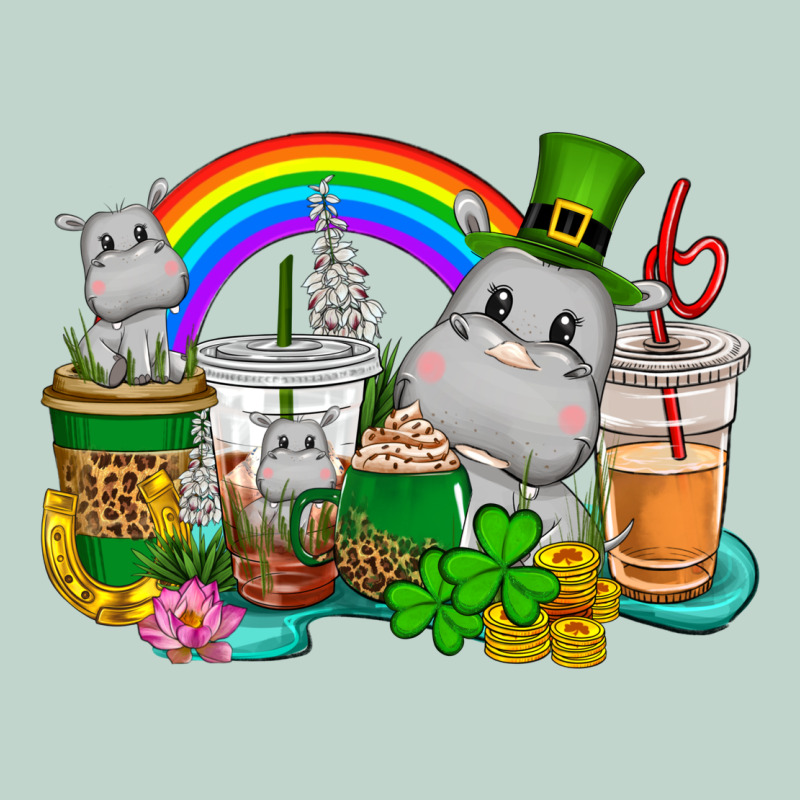 St. Patrick's Hippopotamus Coffee Cups Zipper Hoodie by CowGirlArtShop | Teevron