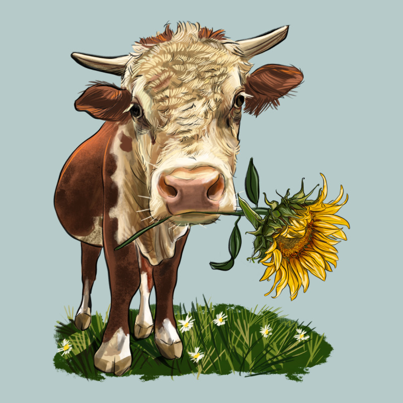 Hereford Heifer With Sunflower Heavy Core Tee by LillyAllenDesigns | Teevron