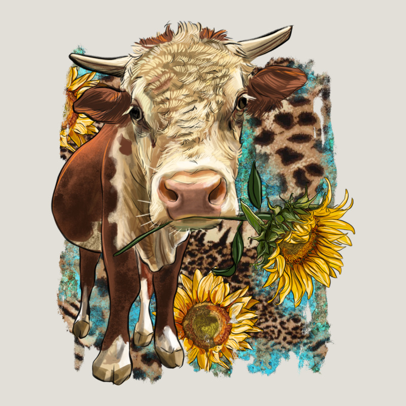 Hereford Heifer With Sunflower And Leopard Heavy Core Tee by LillyAllenDesigns | Teevron