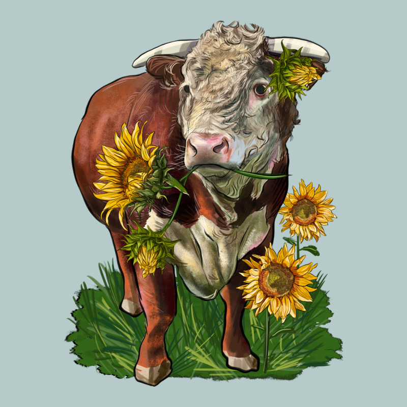 Hereford Bull With Sunflowers Heavy Core Tee by LillyAllenDesigns | Teevron