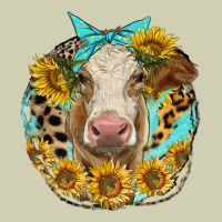 Simmental Heifer With Sunflowers And Leopard Heavy Core Tee | Teevron