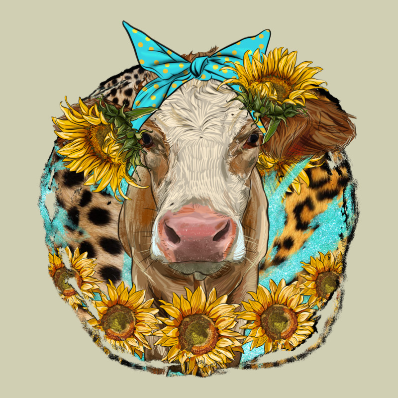 Simmental Heifer With Sunflowers And Leopard Heavy Core Tee by LillyAllenDesigns | Teevron