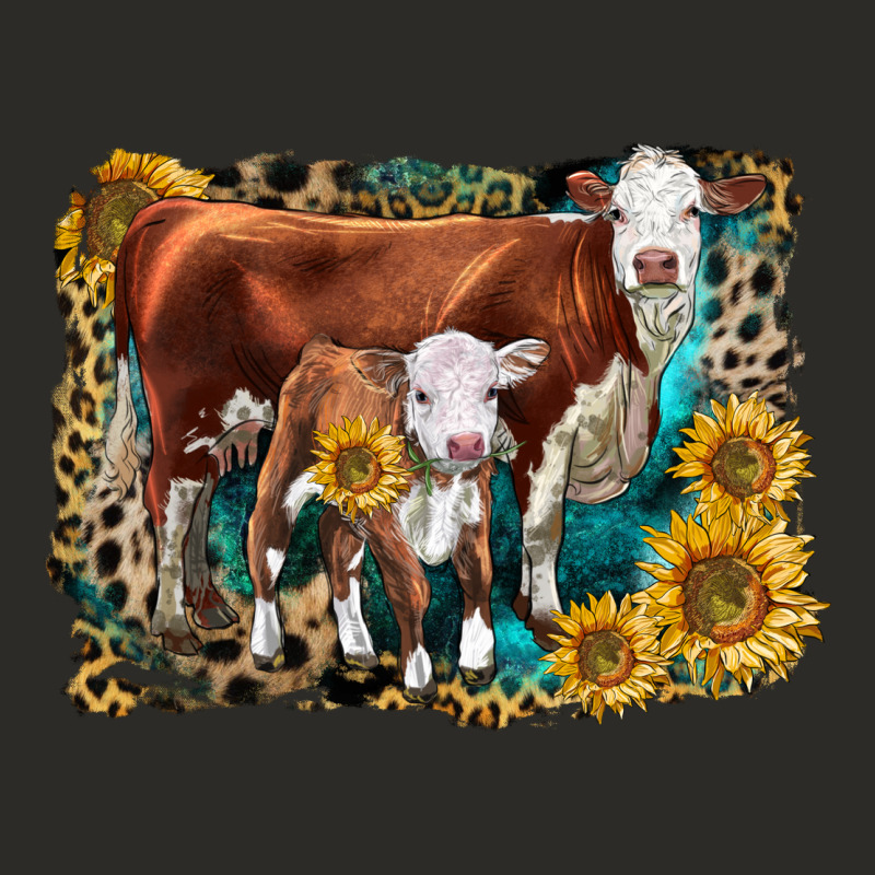 Hereford Cow And Hereford Calf With Leopard Heavy Core Tee by LillyAllenDesigns | Teevron