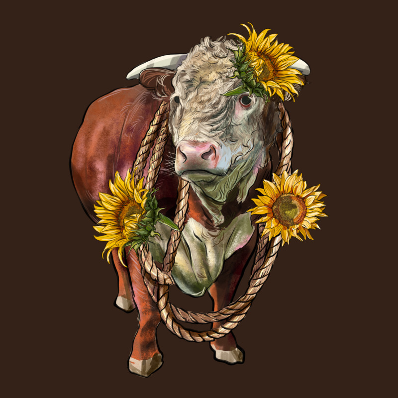 Hereford Bull Rope And Sunflowers Heavy Core Tee by LillyAllenDesigns | Teevron