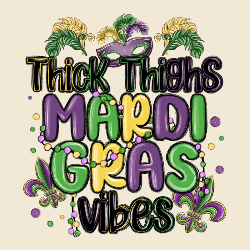 Thick Thighs Mardi Gras Vibes Premium Tee by MaliasSmallBusiness | Teevron