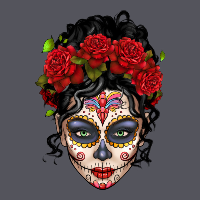 Mexican Sugar Skull Messy Bun Woman Vintage Hoodie by LillyAllenDesigns | Teevron