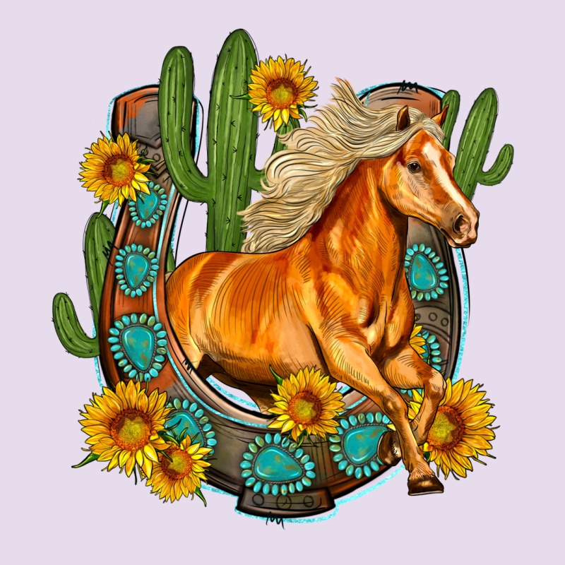Western Horse Cactus Sunflowers Horseshoe Premium Hoodie by OliviaCreatesArt | Teevron