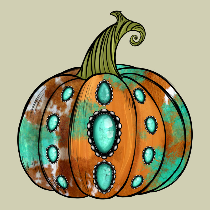 Western Cowhide Turquoise Pumpkin Heavy Core Tee by Jasminsmagicworld | Teevron