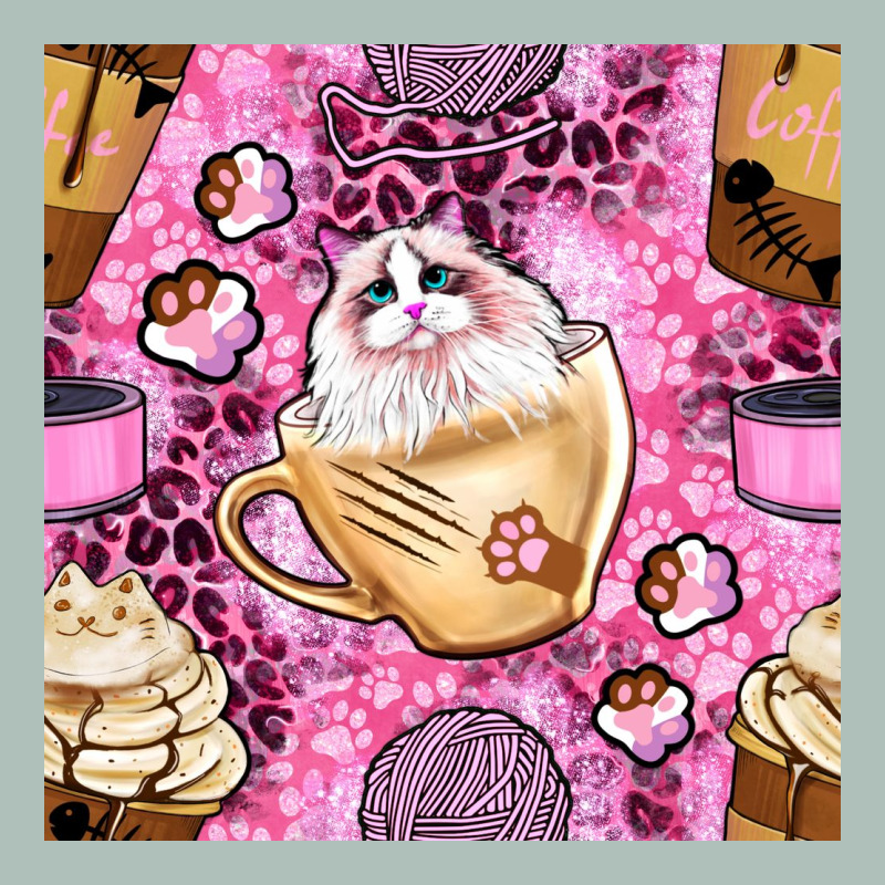 Cat Coffee Cups And Paw With Leopard And Glitter Seamless Pattern Bbs Heavyweight Hoodie by BundleAndBundleShop | Teevron