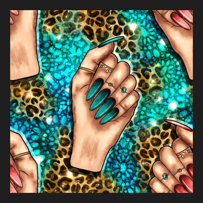 Nail Art With Leopard And Turquoise  Gemstone Seamless Pattern Bbs Heavyweight Hoodie by BundleAndBundleShop | Teevron