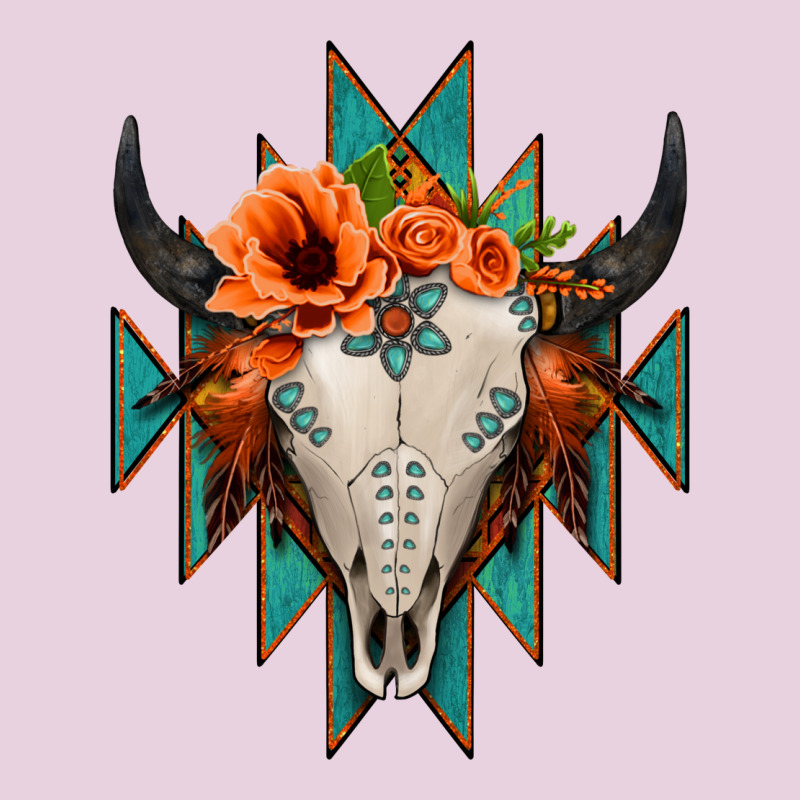 Aztec Turquoise Bull Skull Ladies Tee by Jasminsmagicworld | Teevron