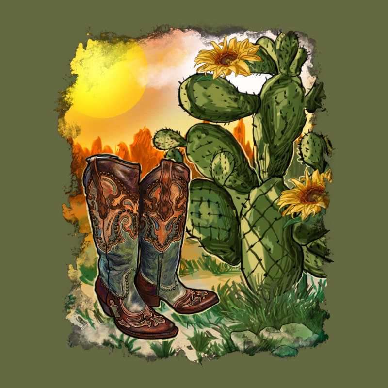 Western Boots With Cactus And Desert Long Sleeve Tee by RanaPortraitStore | Teevron