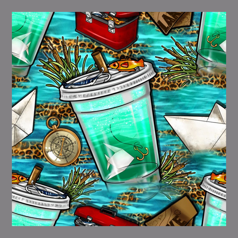 Fish Coffee Cups And Reeds With Paper Boat And Leopard Lake Seamless P Heavyweight Hoodie by BundleAndBundleShop | Teevron