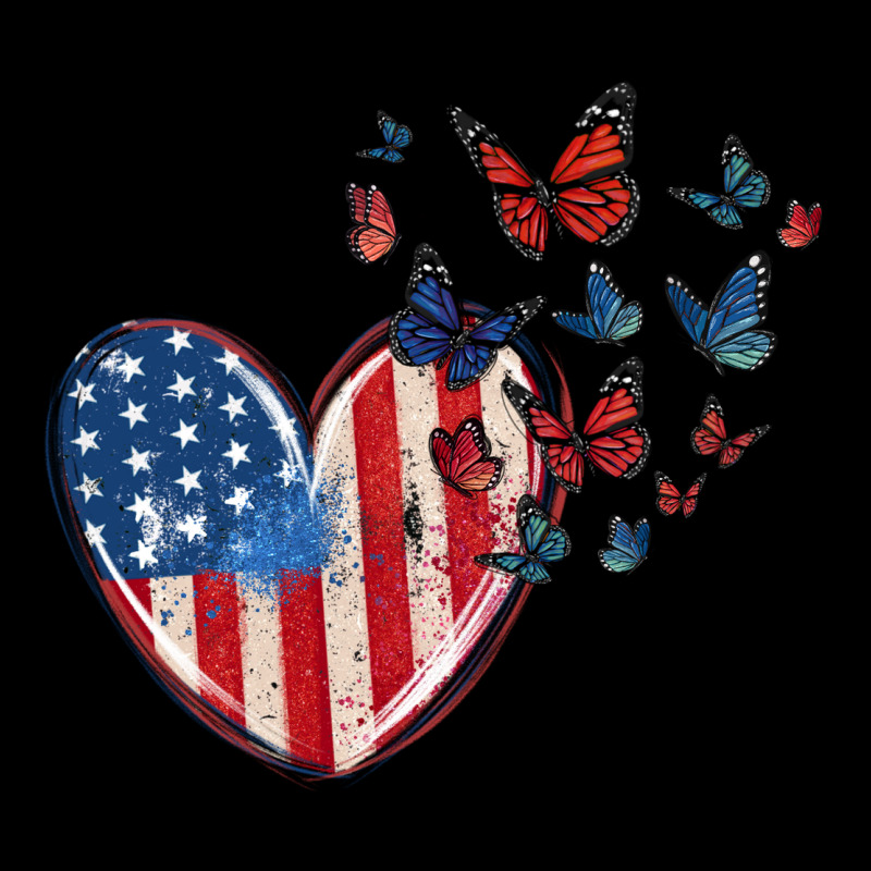 4th Of July American Flag Heart Butterfly Premium Tee by MaliasSmallBusiness | Teevron