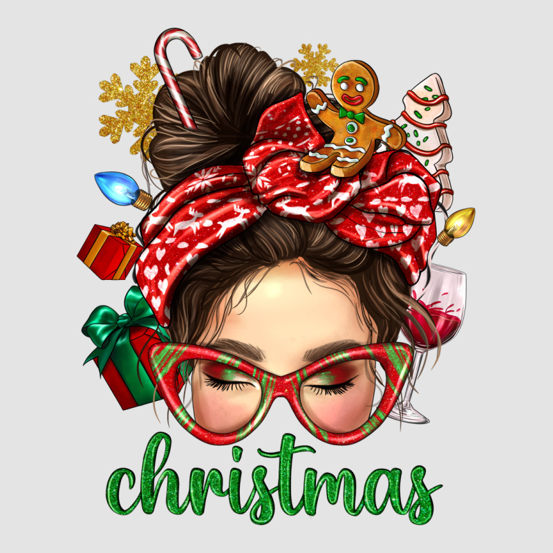 Christmas Messy Bun With Gingerbread Man Premium Sweatshirt by BundleAndBundleShop | Teevron