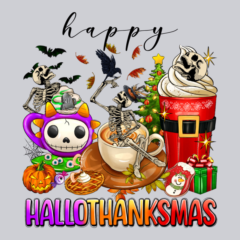 Happy Hallothanksmas Skeleton Coffee Cups Heavyweight Sweatshirt by texasbilliewilder | Teevron
