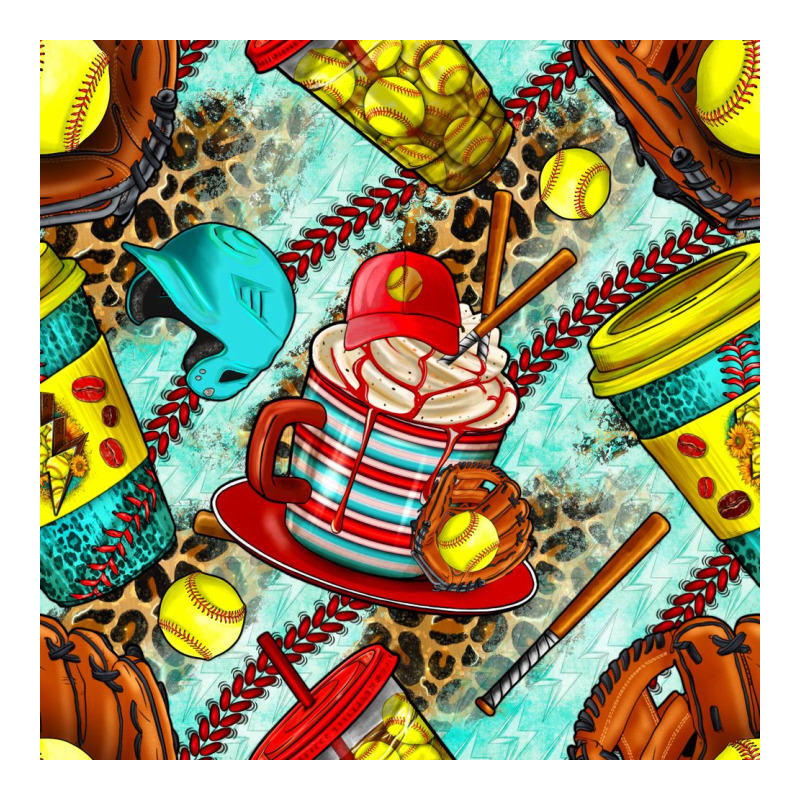 Softball Coffee Cup And Bat With Leopard Seamless Pattern Bbs Heavyweight Hoodie by BundleAndBundleShop | Teevron