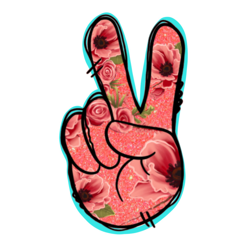 Pink Floral Glitter Peace Sign Ladies Tee by Jasminsmagicworld | Teevron