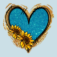 Gold Glitter Sunflower Blue Heart Ladies Tee | Teevron