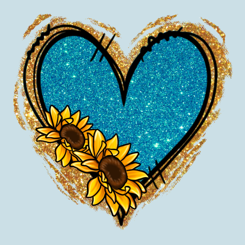 Gold Glitter Sunflower Blue Heart Ladies Tee by Jasminsmagicworld | Teevron
