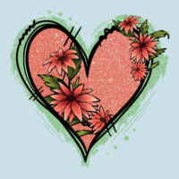 Pink Glitter Floral Heart Ladies Tee | Teevron