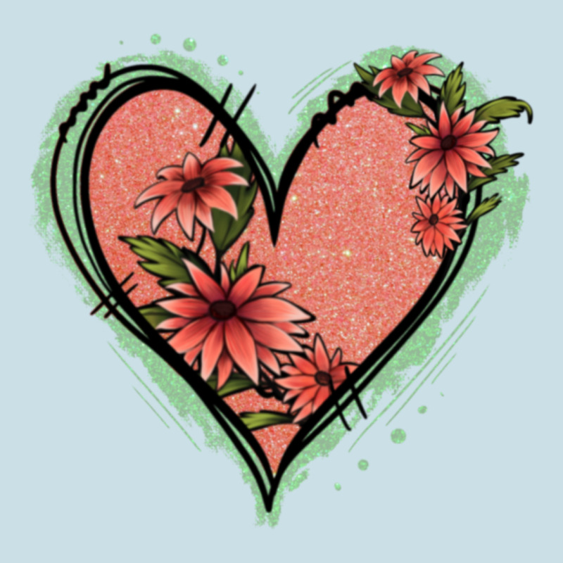 Pink Glitter Floral Heart Ladies Tee by Jasminsmagicworld | Teevron