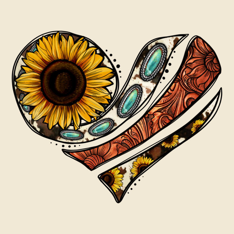 Western Sunflower Cowhide  Heart Ladies Tee by Jasminsmagicworld | Teevron