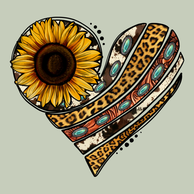 Western Sunflower Leopard Cowhide Heart Ladies Tee by Jasminsmagicworld | Teevron