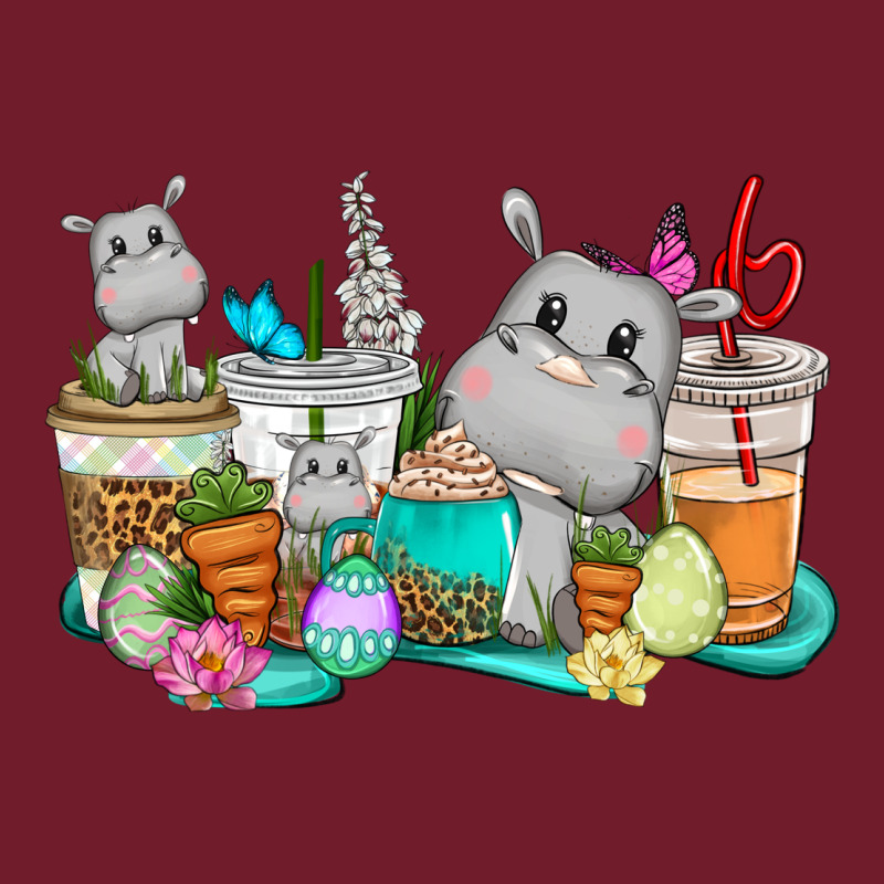 Easter Hippopotamus Coffee Cups Easter Day Zipper Hoodie by CowGirlArtShop | Teevron